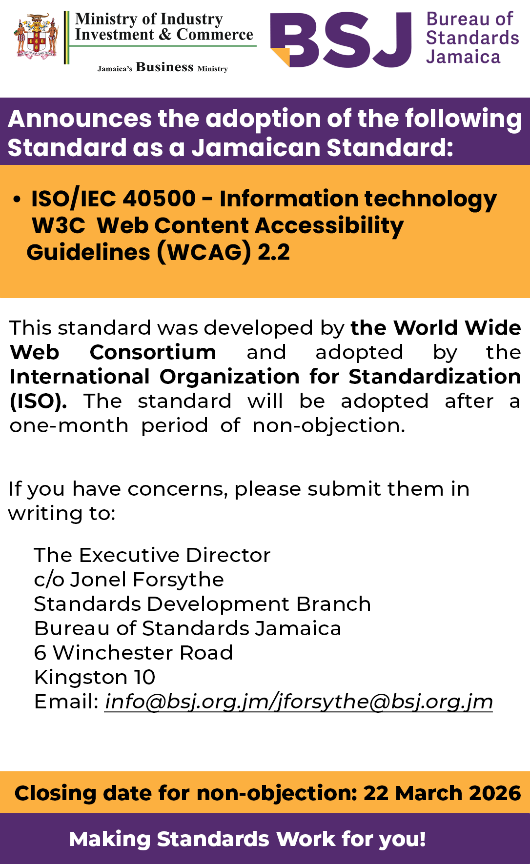 BSJ announces the adoption of the following Standard as a Jamaican ...