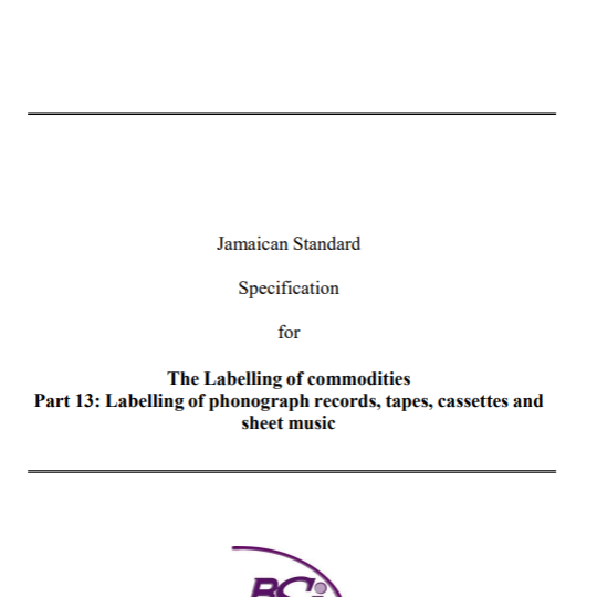 JS 1: Part 13: 1985 (2017) – The labelling of commodities. Part 13: The labelling of phonograph records, tapes, cassettes and sheet music