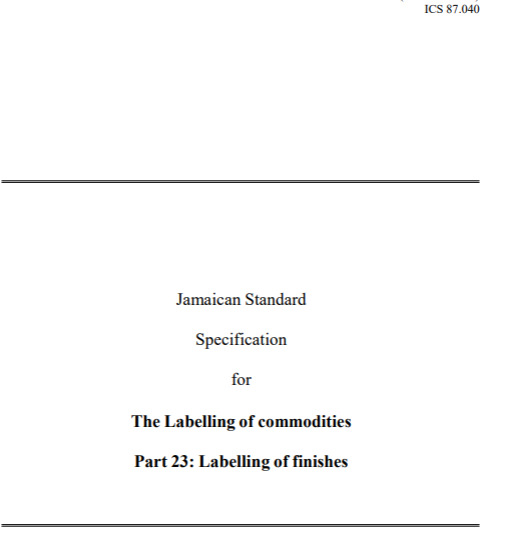 JS 1: Part 23: 1993 (2017) – The labelling of commodities. Part 23: The labelling of finishes