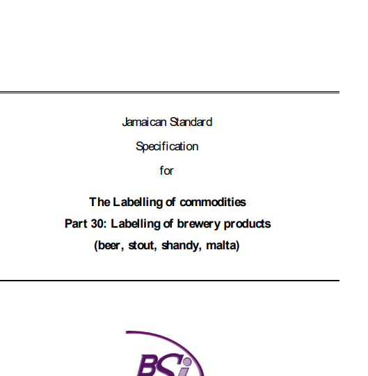 JS 1: Part 30: 2001 – The labelling of commodities part 30: The labelling of brewery products (beer, stout, shandy, malta)