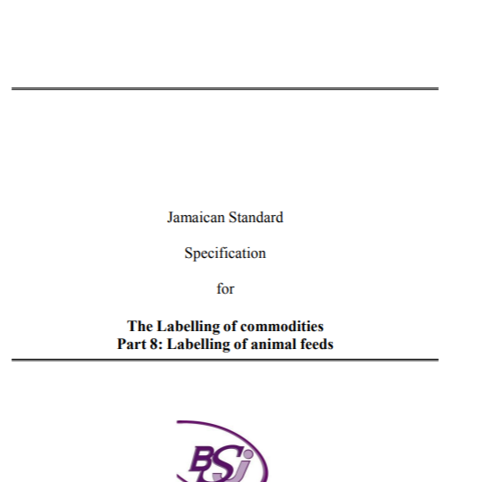 JS 1: Part 8: 1999 (2017) – The labelling of commodities. Part 8: Labelling of animal feeds