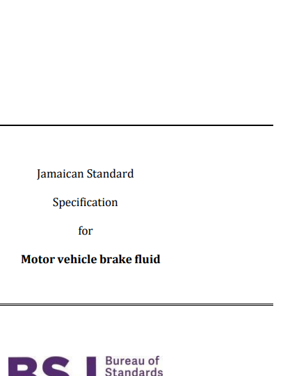 JS 262: 2023 – Jamaican Standard Specification for Motor vehicle brake fluid