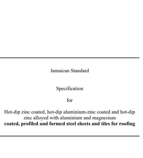 JS  296: 2024 – Hot-dip zinc coated, hot-dip aluminium-zinc coated and hot-dip    zinc alloyed with aluminium and magnesium    coated, profiled and formed steel sheets and tiles for roofing