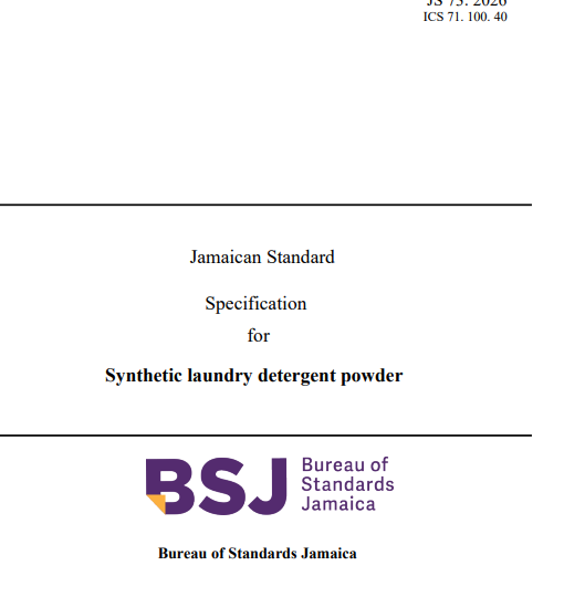 JS 73: 2026 – Jamaican Standard Specification for Synthetic laundry detergent powder
